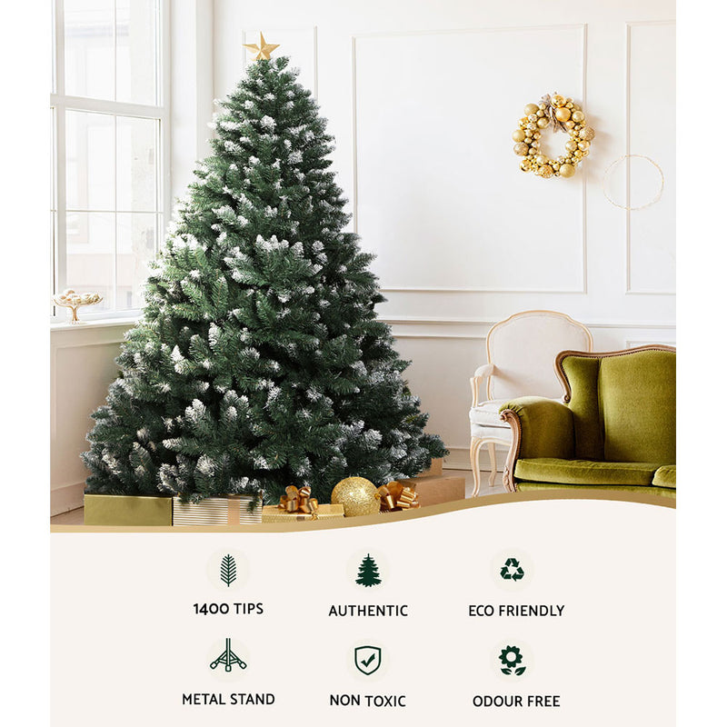 Christmas Tree 2.4m Snowy Xmas Tree Decoration 1400 Tips