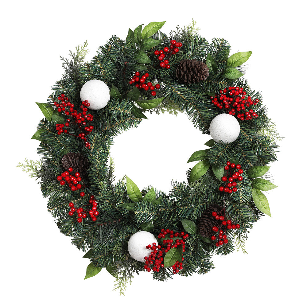 60cm Christmas Wreath with Decorations – Perfect Festive Xmas Accent