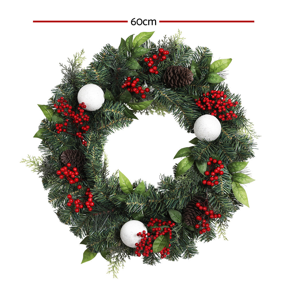 60cm Christmas Wreath with Decorations – Perfect Festive Xmas Accent