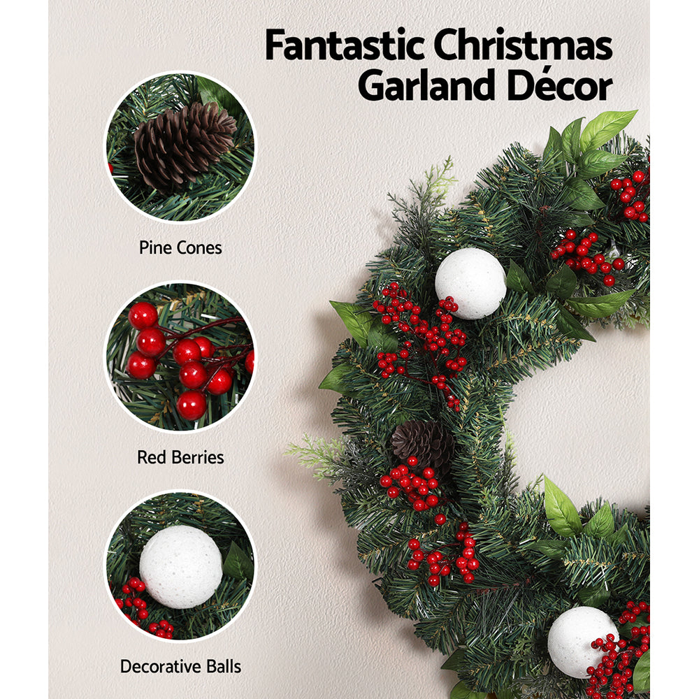 60cm Christmas Wreath with Decorations – Perfect Festive Xmas Accent