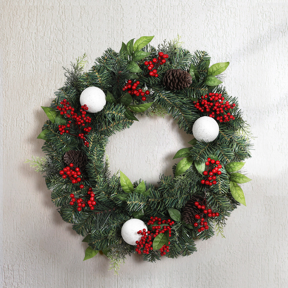 60cm Christmas Wreath with Decorations – Perfect Festive Xmas Accent