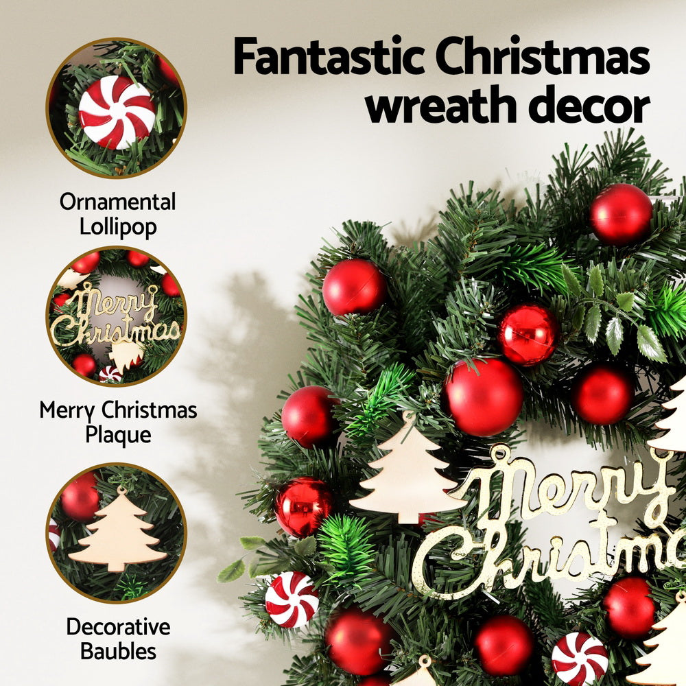 40CM Christmas Wreath with Baubles and Ornaments