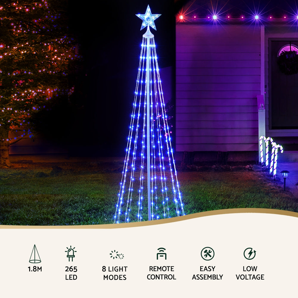 Christmas Tree 1.8m 265 RGB LED Fairy Lights Xmas Trees Decoration