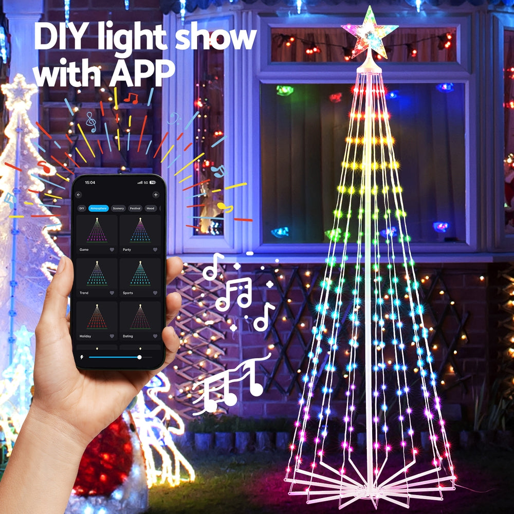 Christmas Tree 1.8m 265 RGB LED Fairy Lights Xmas Trees Decoration