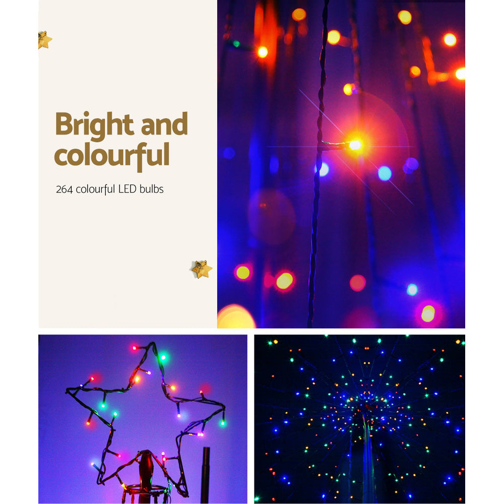 Solar Christmas Tree 2.1M 264 LED Xmas Tree Decor Multi Colour