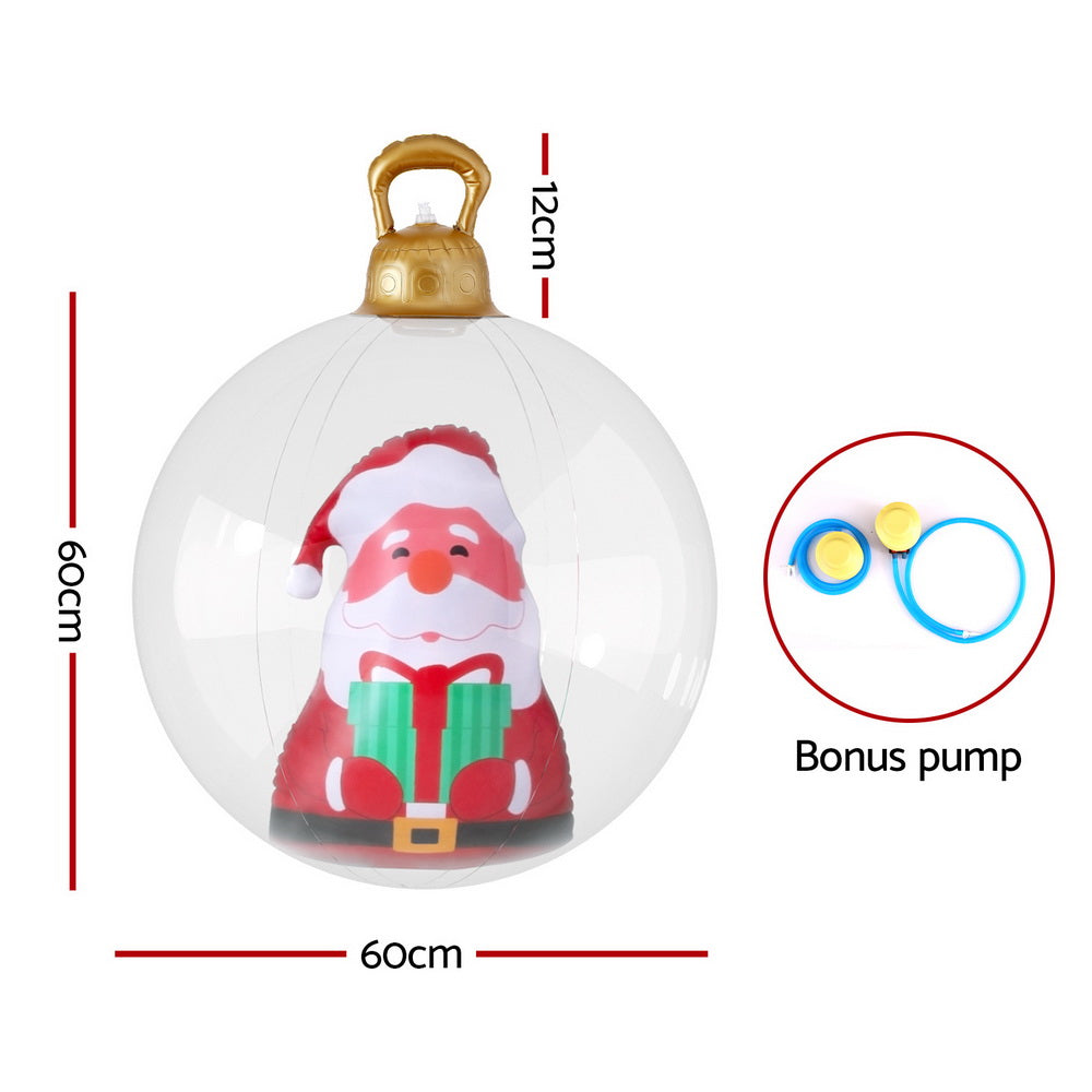 Christmas Inflatable Ball 60cm Santa Decoration Giant Bauble Clear