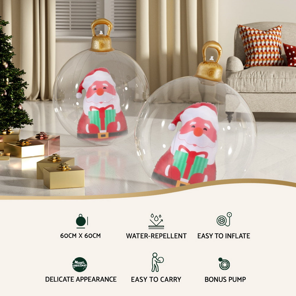 Christmas Inflatable Ball 60cm Santa Decoration Giant Bauble Clear