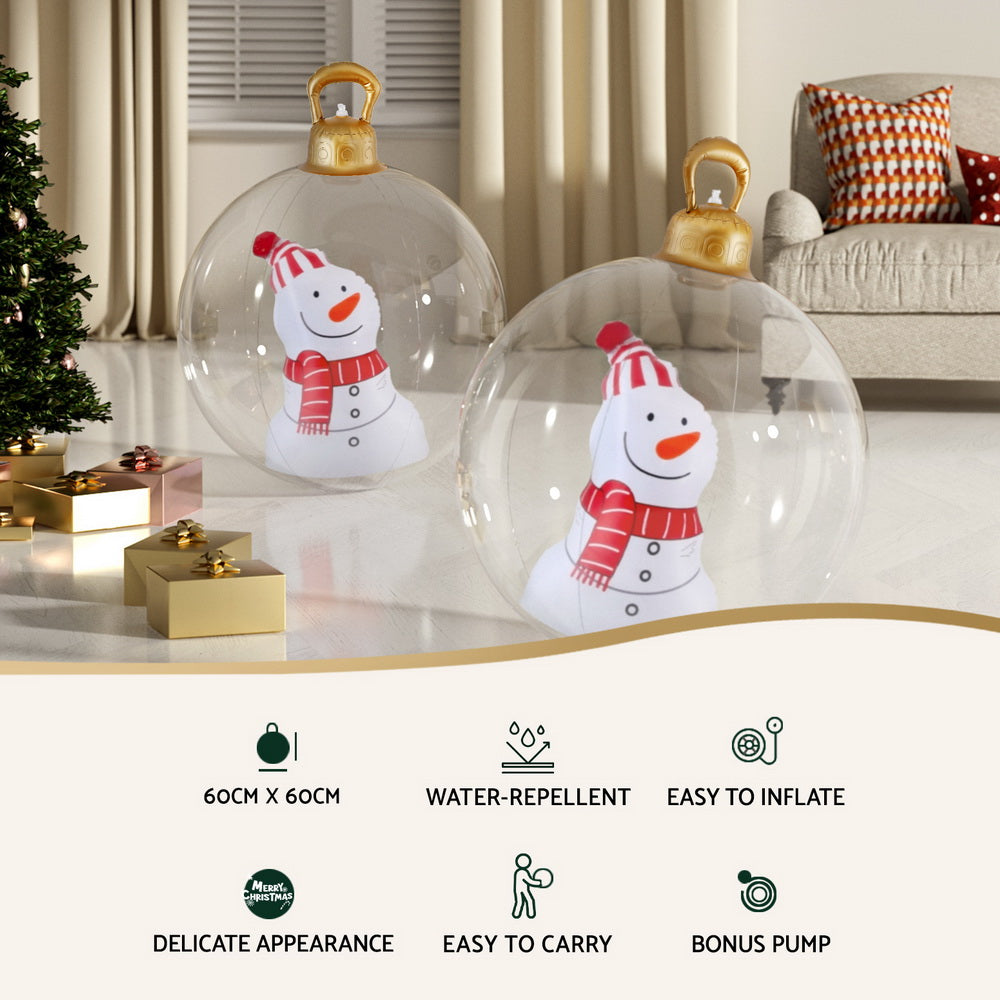 Christmas Inflatable Ball 60cm Snowman Decoration Giant Bauble