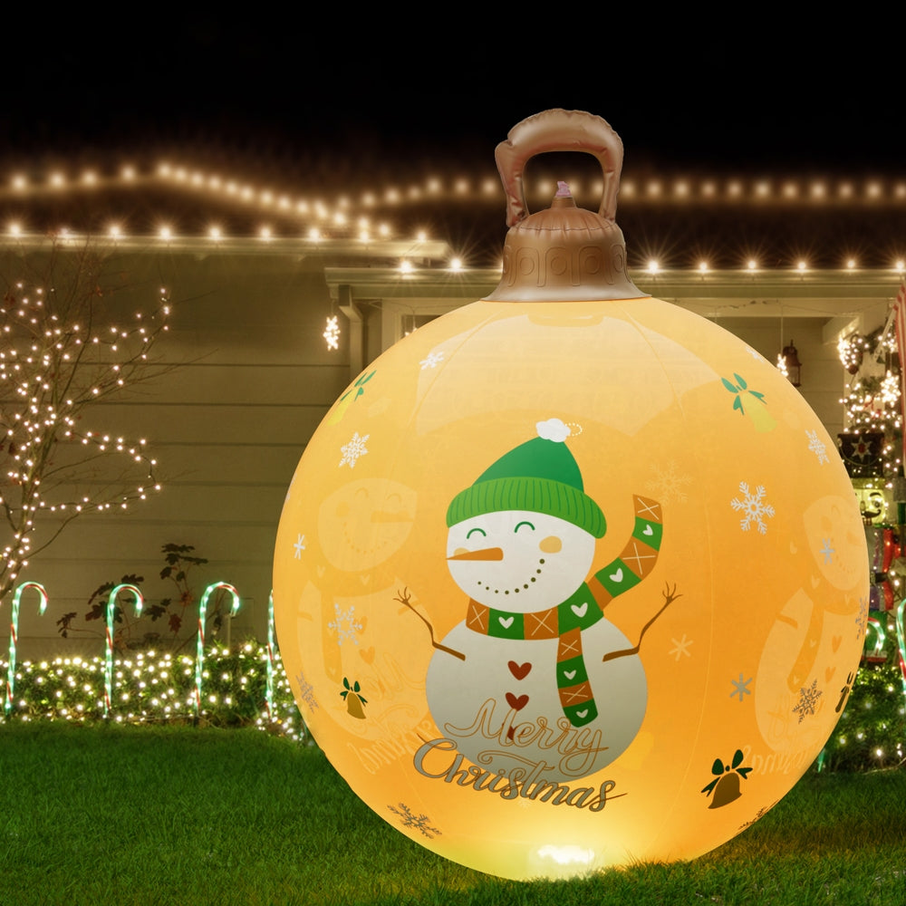 Christmas Inflatable Ball 60cm Led Illuminated Snowman Xmas Decor