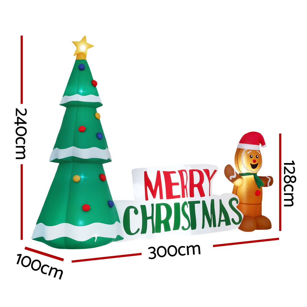 Christmas Inflatable Gingerbread Man Tree LED Illuminated Decorations