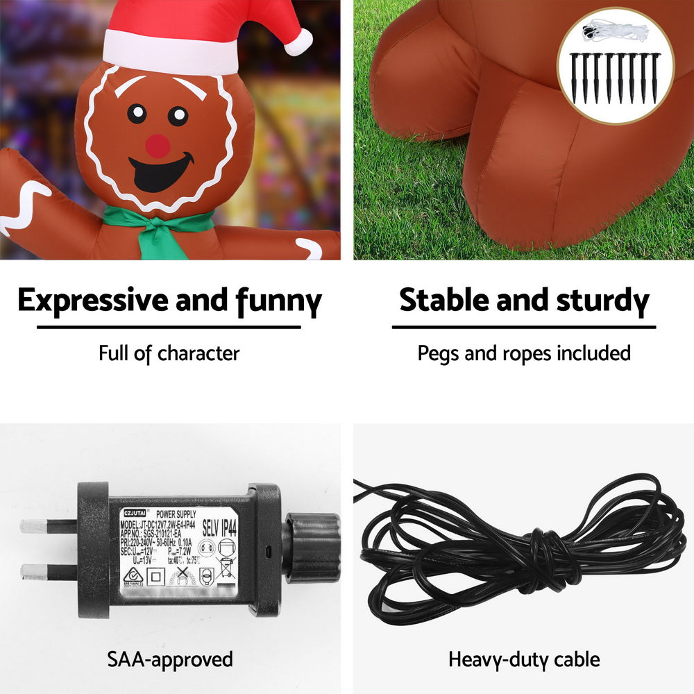 Christmas Inflatable Gingerbread Man Tree LED Illuminated Decorations