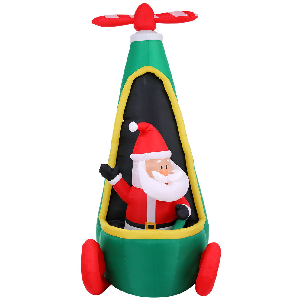 Christmas Inflatable Santa in Helicopter 2.55M Height LED Illuminated Decorations