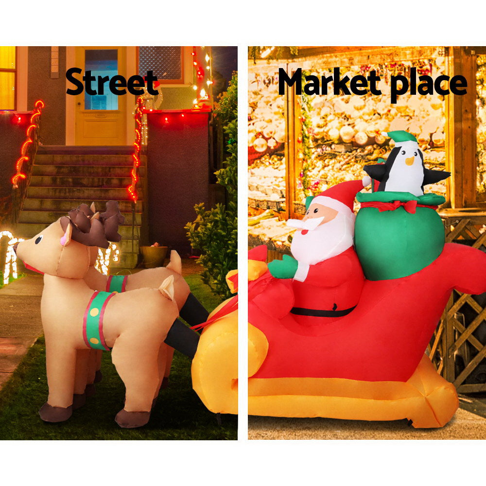 Christmas Inflatable Santa Sleigh 2.2M Illuminated Decorations