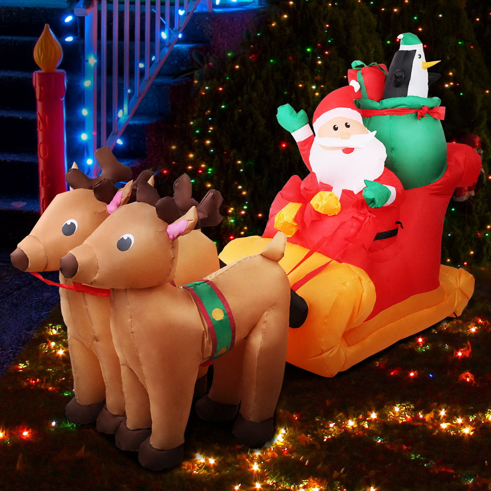 Christmas Inflatable Santa Sleigh 2.2M Illuminated Decorations