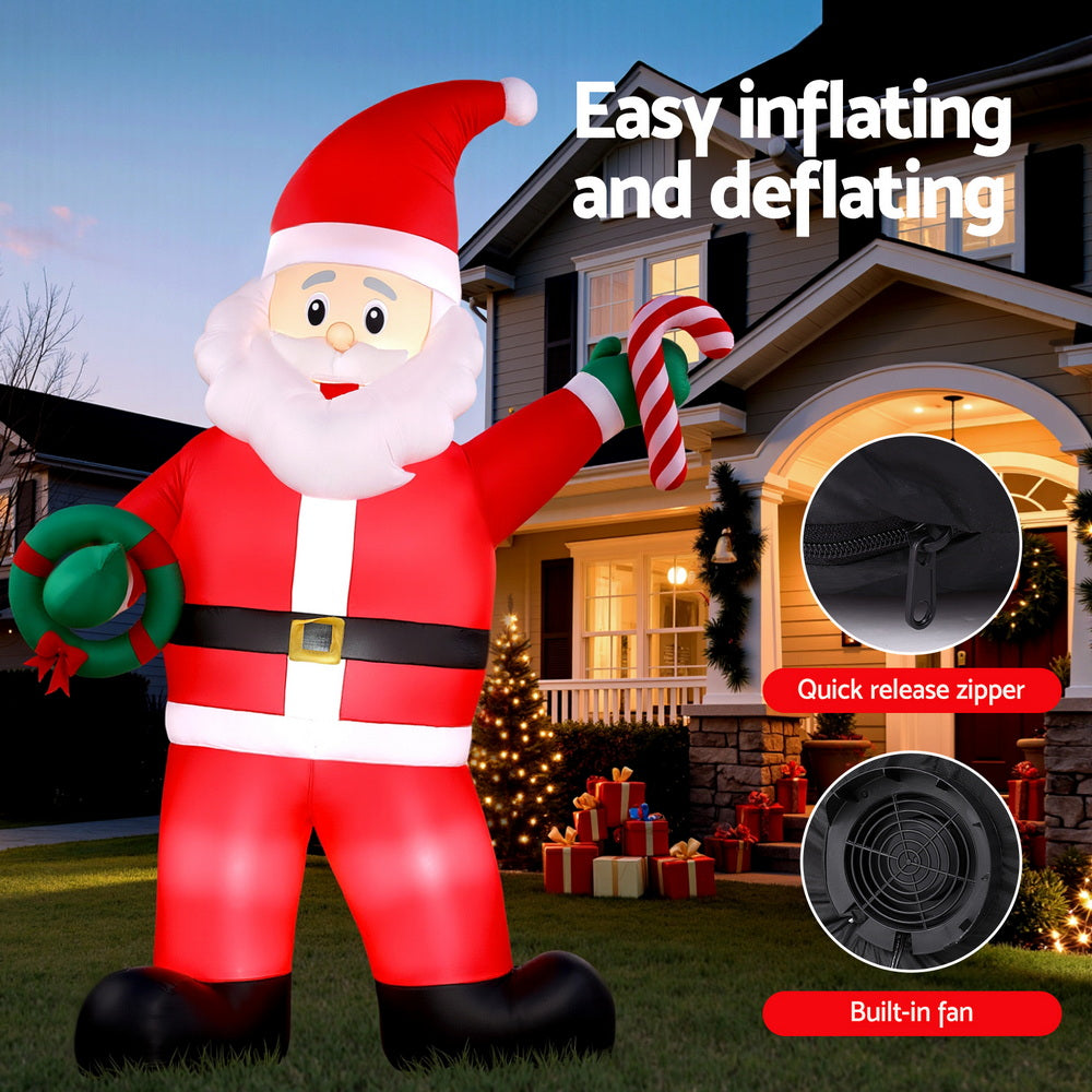 Christmas Inflatable Giant Santa 3.8M Height LED Illuminated Decorations