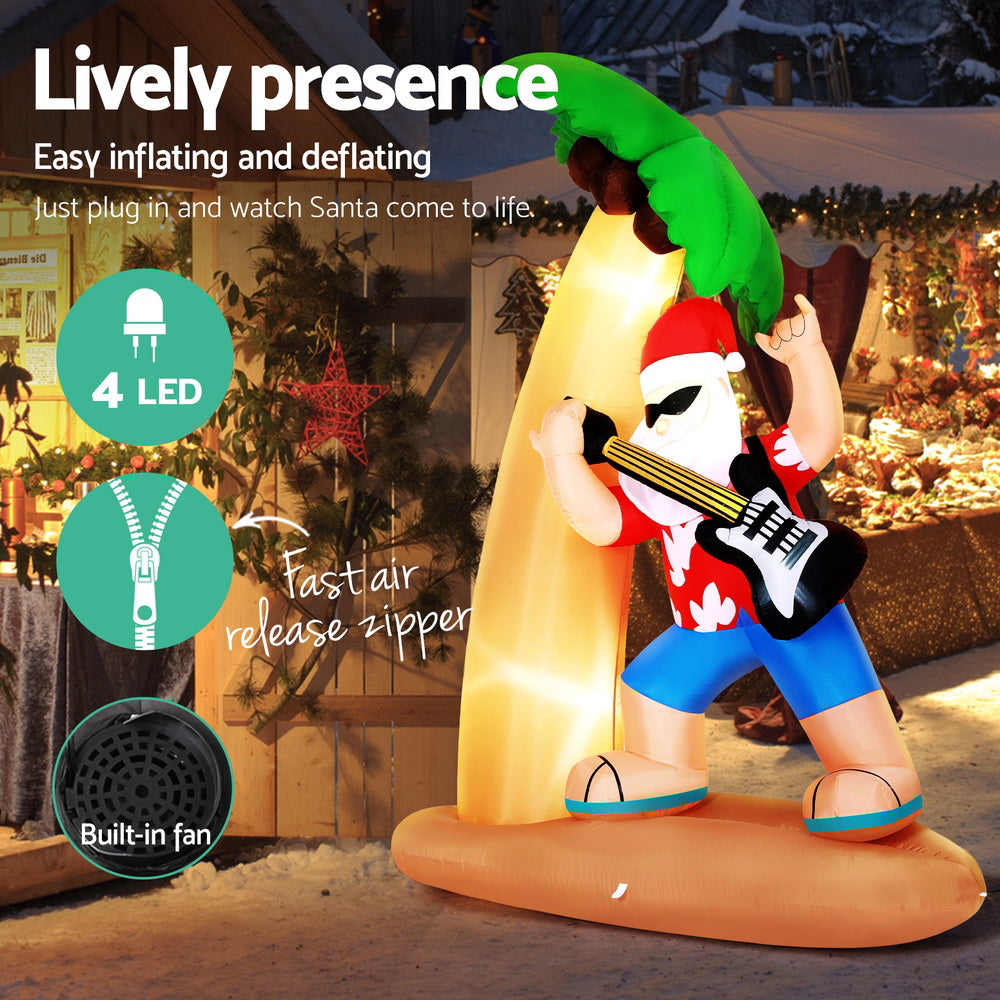 Christmas Inflatable Santa Guitar 2.1M Led Illuminated Decorations