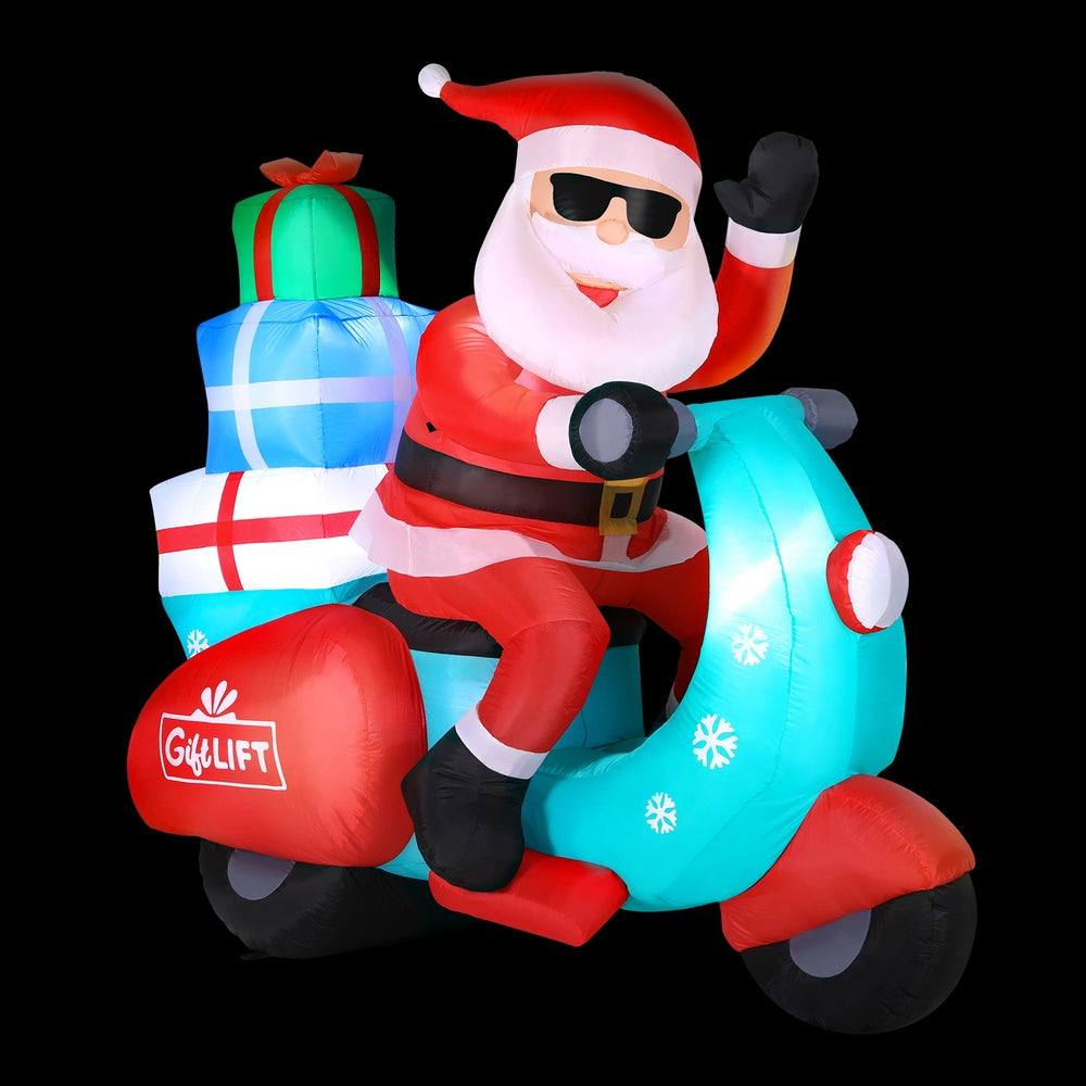 Christmas Inflatable Santa Motorbike LED Illuminated Decorations