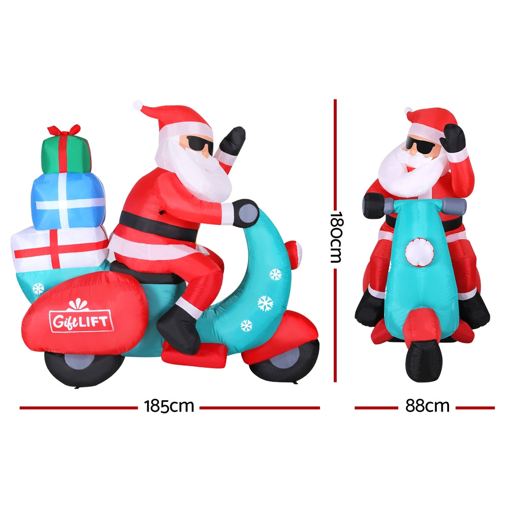 Christmas Inflatable Santa Motorbike LED Illuminated Decorations