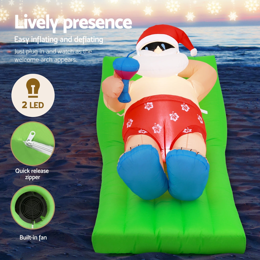 Christmas Inflatable Santa Bench 1.8M LED Illuminated Decorations