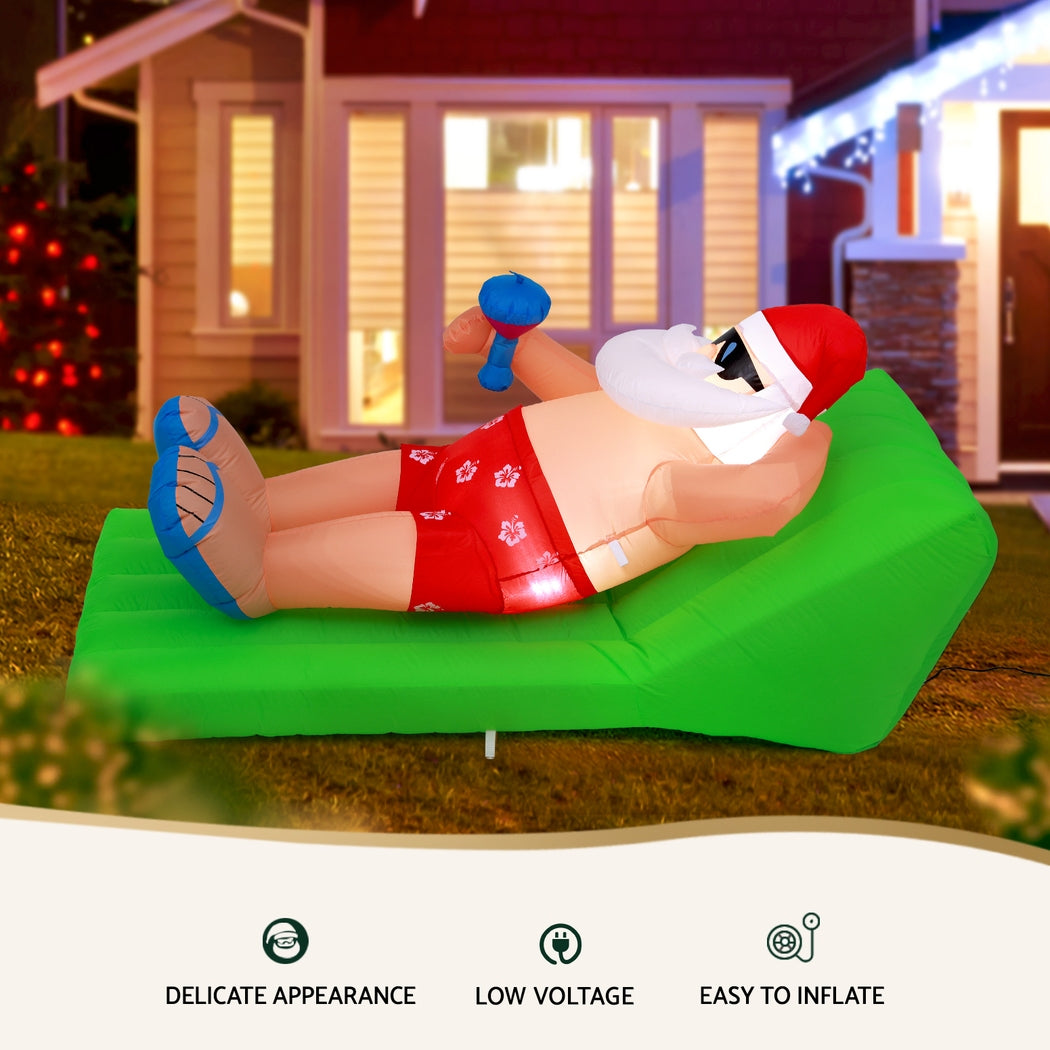 Christmas Inflatable Santa Bench 1.8M LED Illuminated Decorations