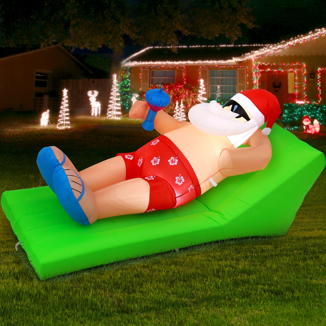 Christmas Inflatable Santa Bench 1.8M LED Illuminated Decorations