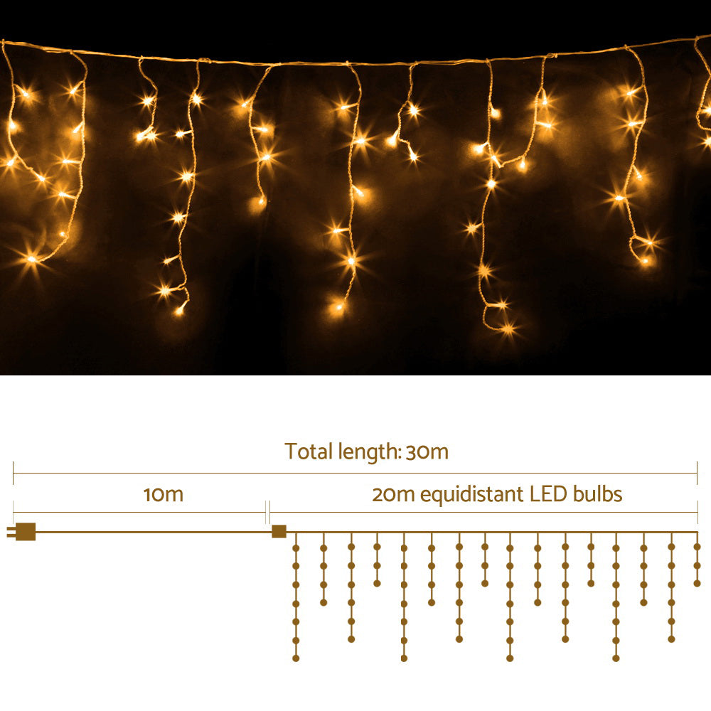 20M Christmas Lights Icicle Light 800 LED Warm White Decor