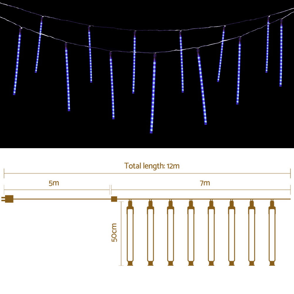 7M Christmas Lights Shower Light 288 LED Icicle Falling Metor