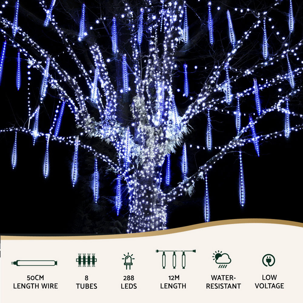 7M Christmas Lights Shower Light 288 LED Icicle Falling Metor