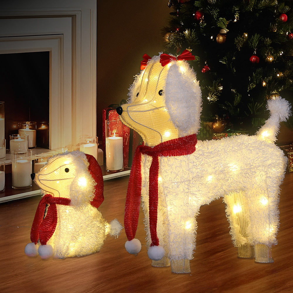 Christmas Lights 60 LED Fairy Light 2pcs Dog Decorations Set