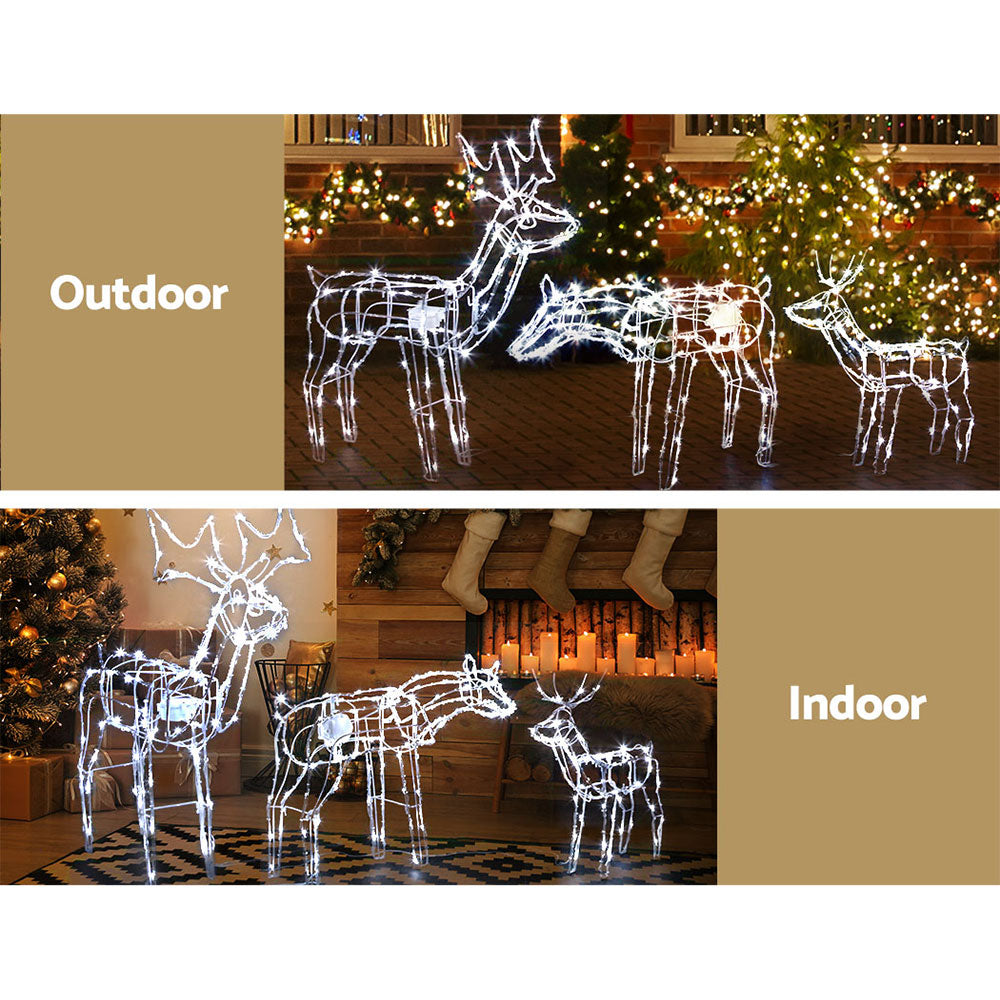 Christmas Lights 3 Pcs Reindeers 250 LED Decorations