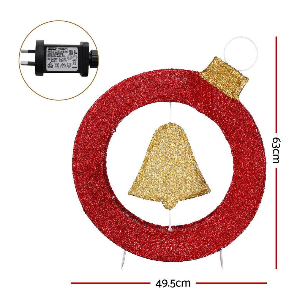 Christmas Lights 60cm Motif 30 LED Bell Wreath Xmas Decorations