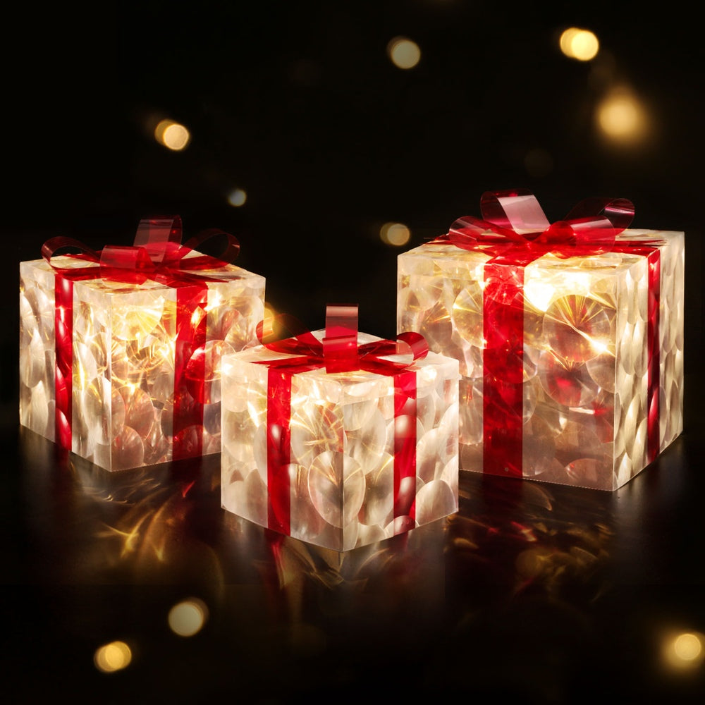 Christmas Lights 70 LED Fairy Light Gift Box 3pcs Decorations Red