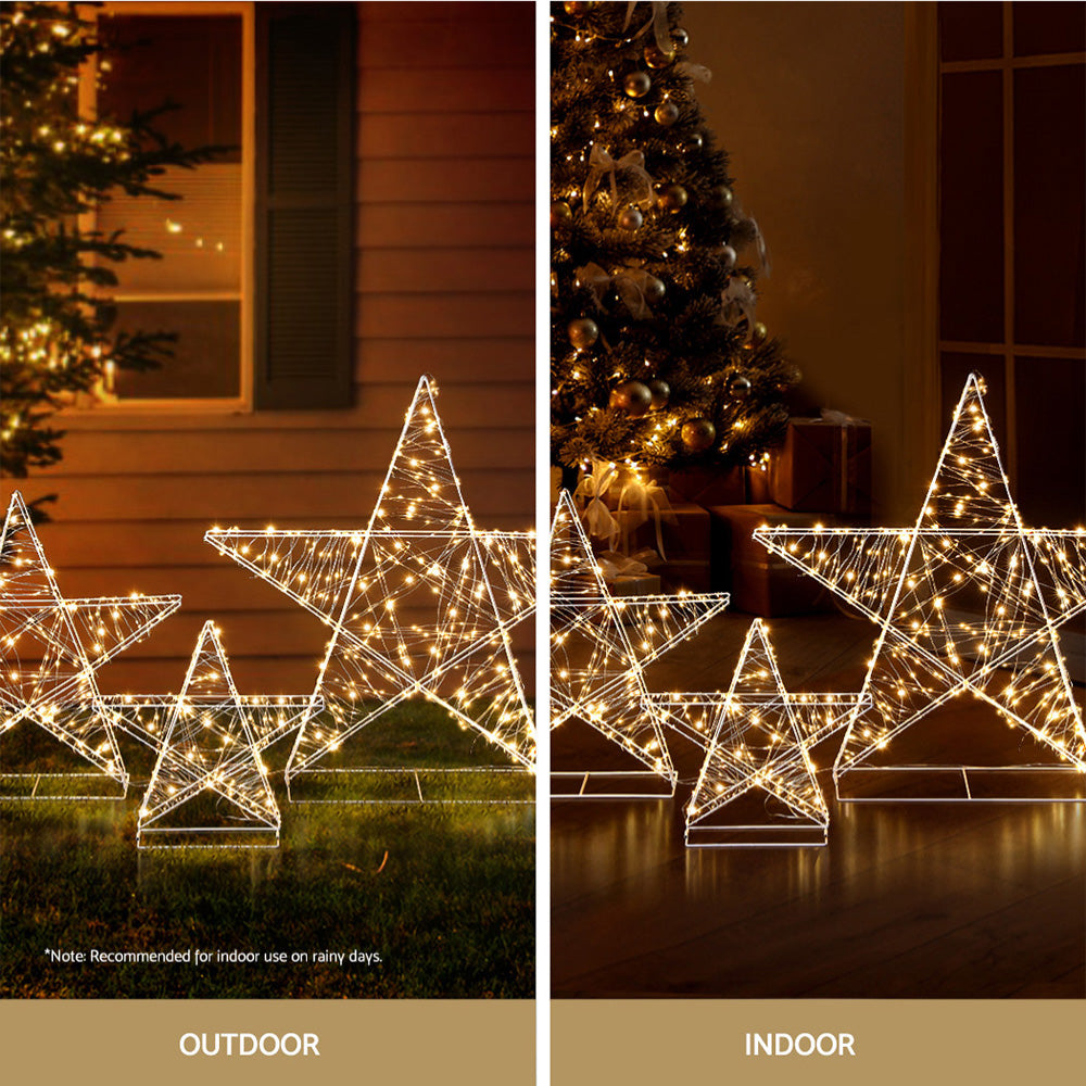 Christmas Lights 900 LED Fairy Light 3pcs Star Decorations Set