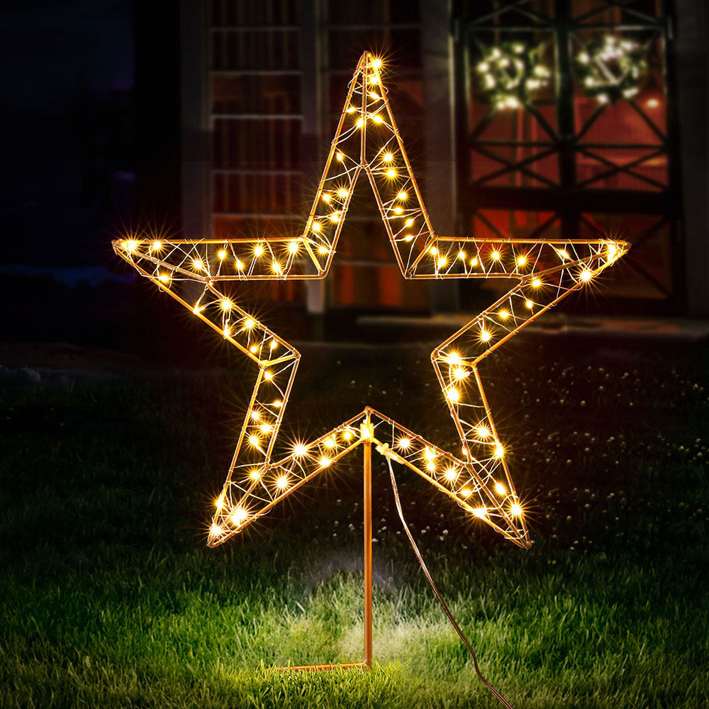 Christmas Lights 100 LED Fairy Light Ground Star Garden Decoration