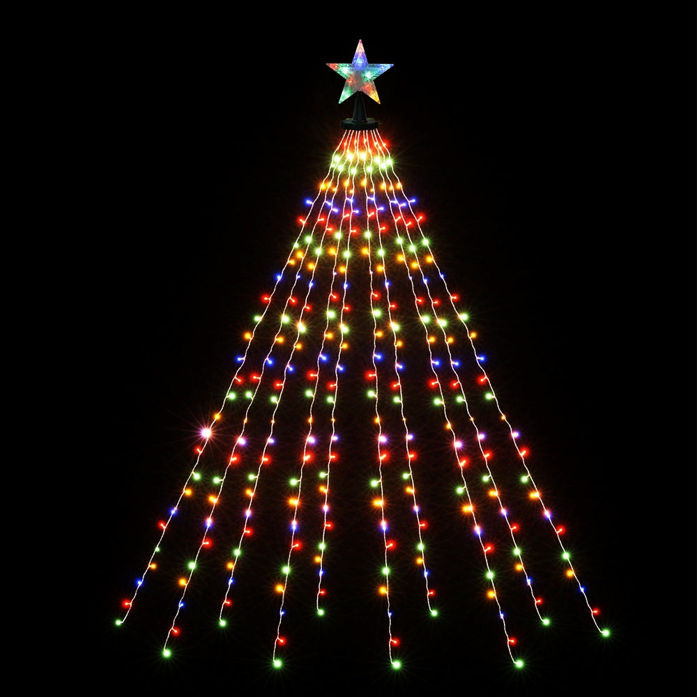 2.5M Christmas Lights Waterfall String Light 300 LED Star Topper
