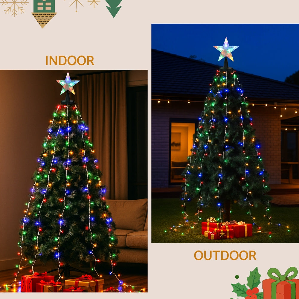 2.5M Christmas Lights Waterfall String Light 300 LED Star Topper