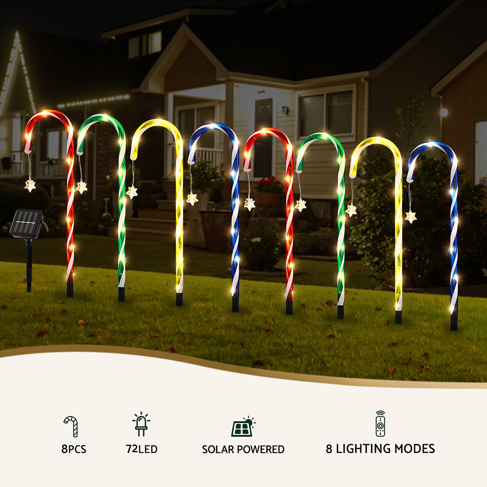 8 PCS Christmas Lights Path Ground Light Garden Decorations 72 LED