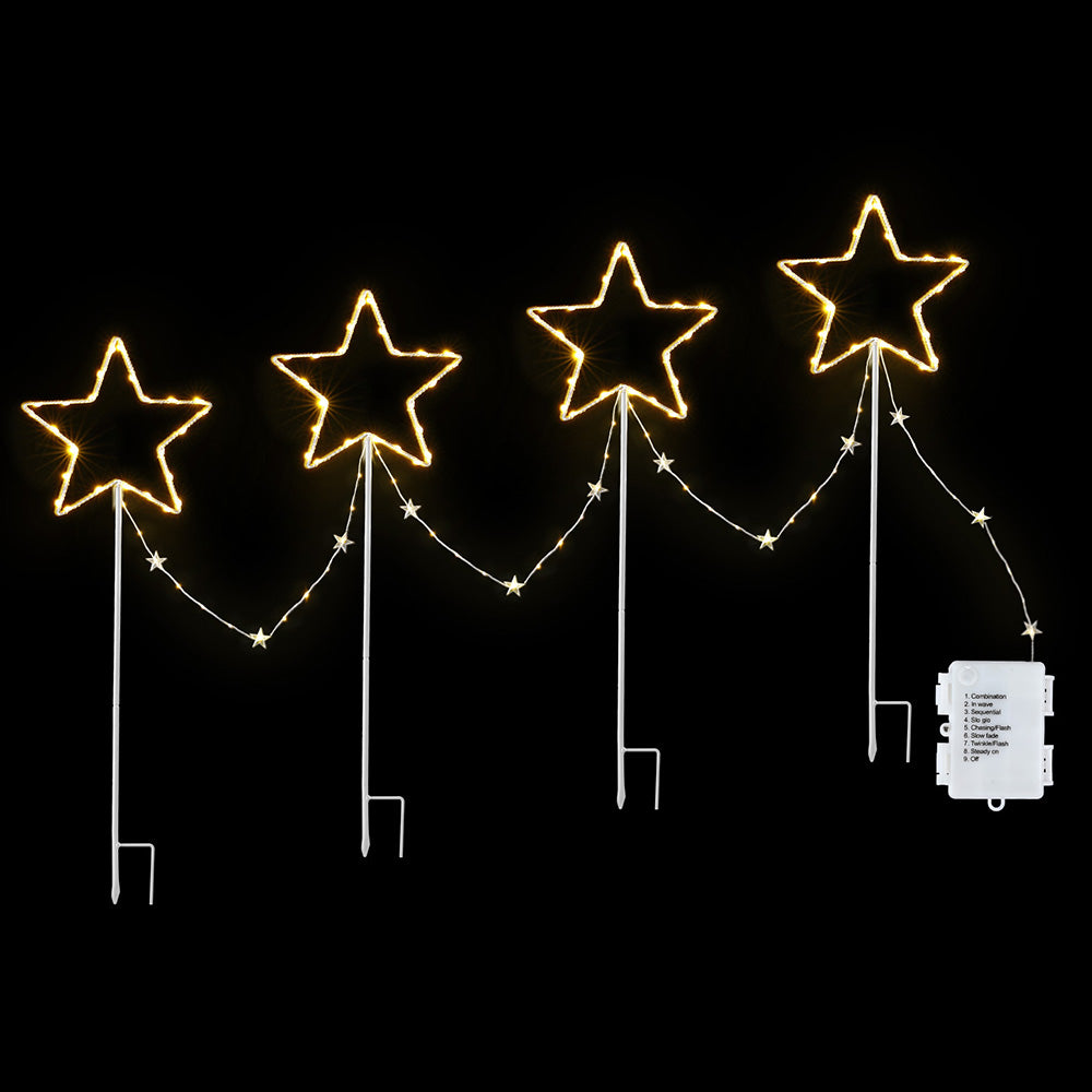 4 PCS Christmas Lights Path Ground Light Garden Decorations 144 LED