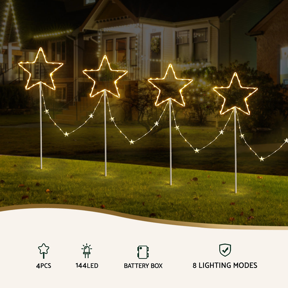 4 PCS Christmas Lights Path Ground Light Garden Decorations 144 LED