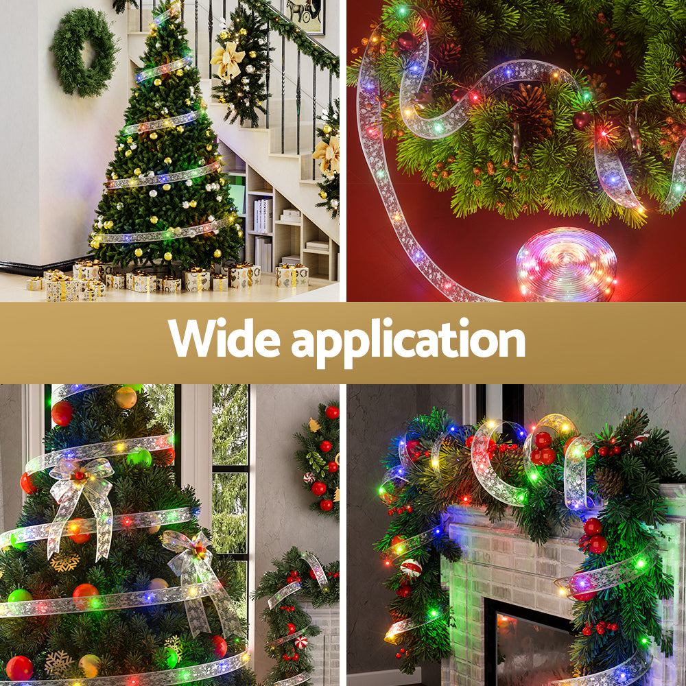 20M Christmas Lights Fairy Ribbon Light 200 LED Xmas Decor Colored