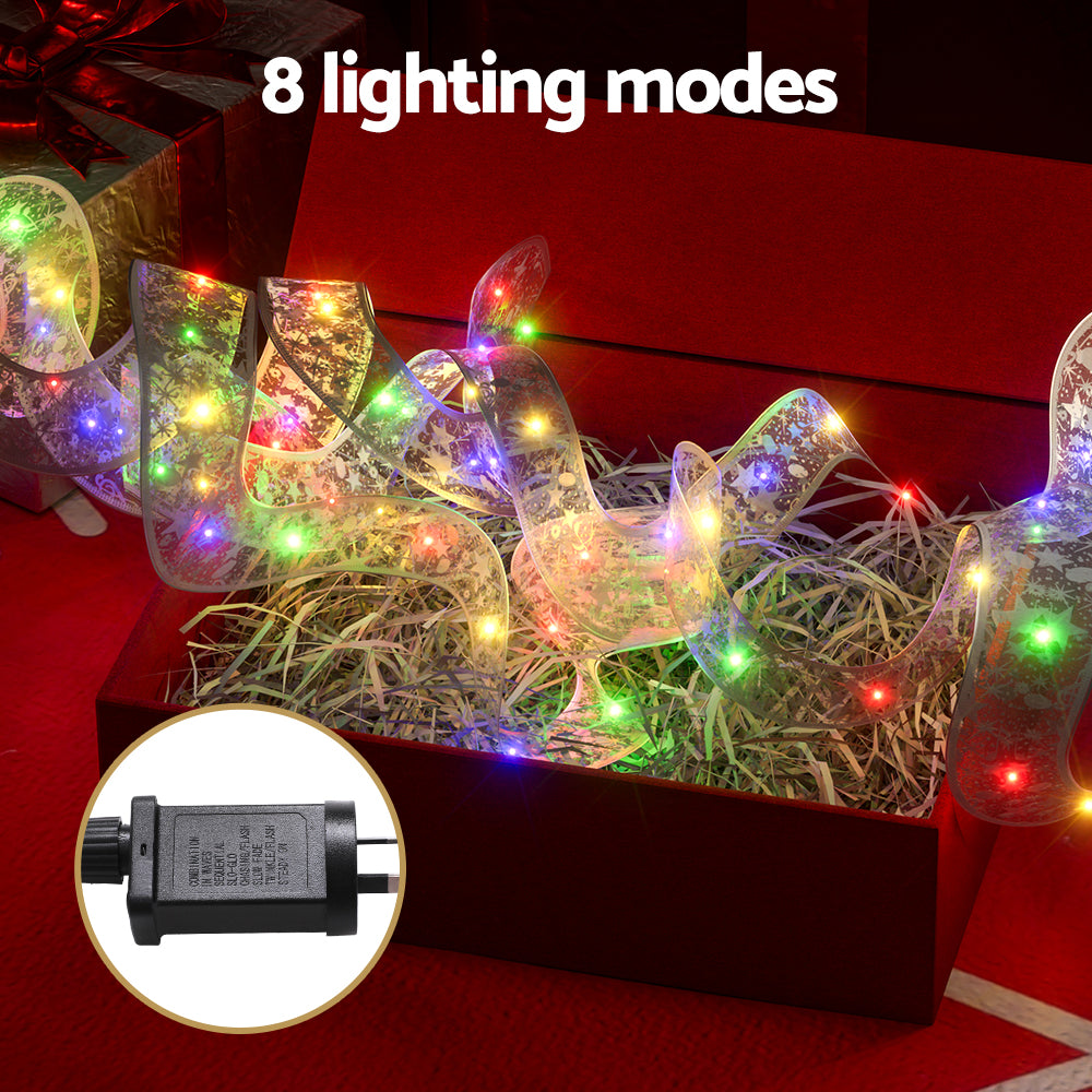 20M Christmas Lights Fairy Ribbon Light 200 LED Xmas Decor Colored