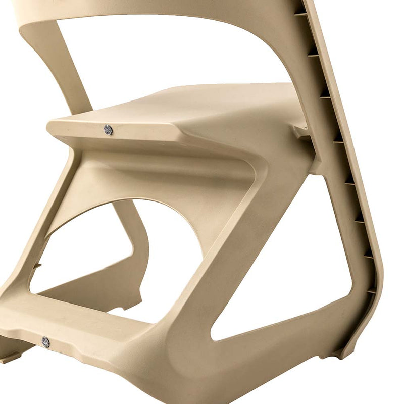 Set of 4 Dining Chairs Office Cafe Lounge Seat Stackable Plastic Leisure Chairs Beige