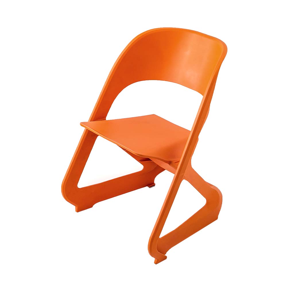 Set of 4 Dining Chairs Office Cafe Lounge Seat Stackable Plastic Leisure Chairs Orange