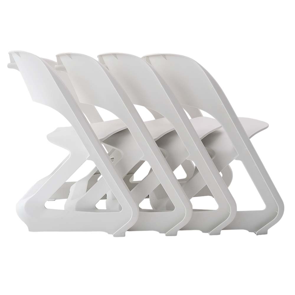 Set of 4 Dining Chairs Office Cafe Lounge Seat Stackable Plastic Leisure Chairs White