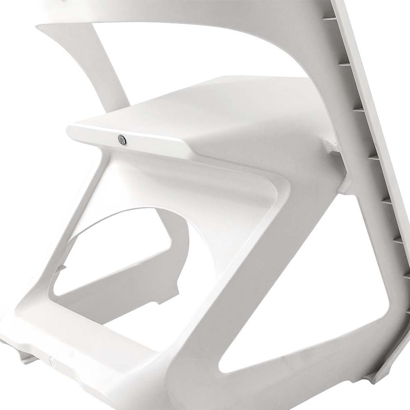 Set of 4 Dining Chairs Office Cafe Lounge Seat Stackable Plastic Leisure Chairs White