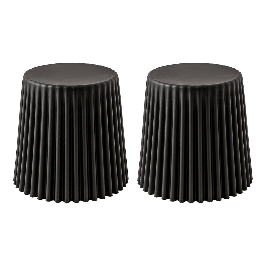 Set of 2 Cupcake Stool Plastic Stacking Bar Stools Dining Chairs Kitchen Black