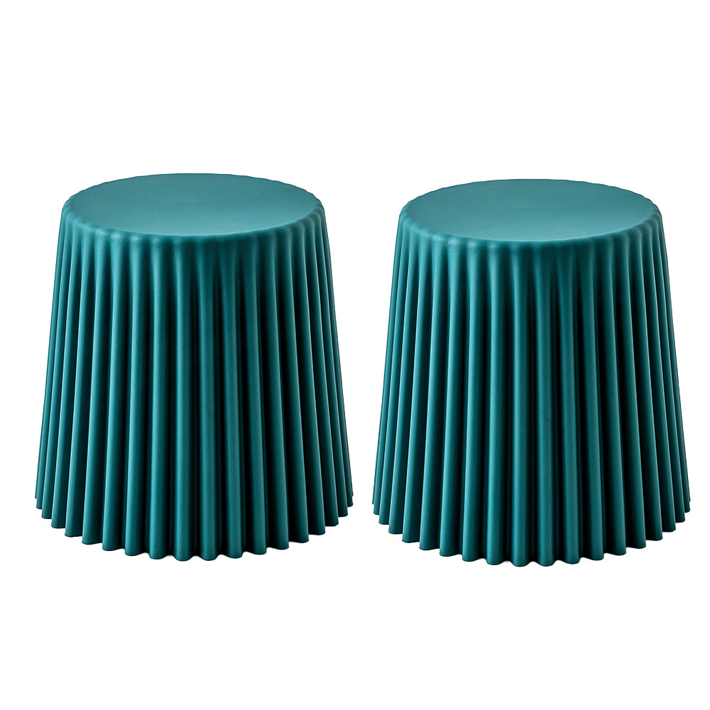 Set of 2 Cupcake Stools Plastic Stacking Bar Stools Dining Chairs Kitchen Dark Green