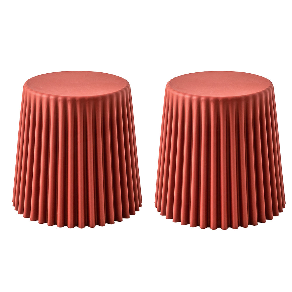 Set of 2 Cupcake Stool Plastic Stacking Bar Stools Dining Chairs Kitchen Red