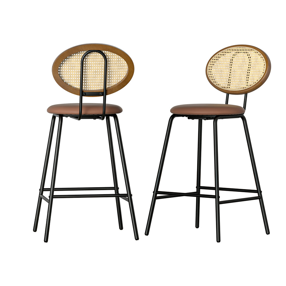 Bar Stools Kitchen Stool Metal Counter Dining Chair Rattan Barstools x2