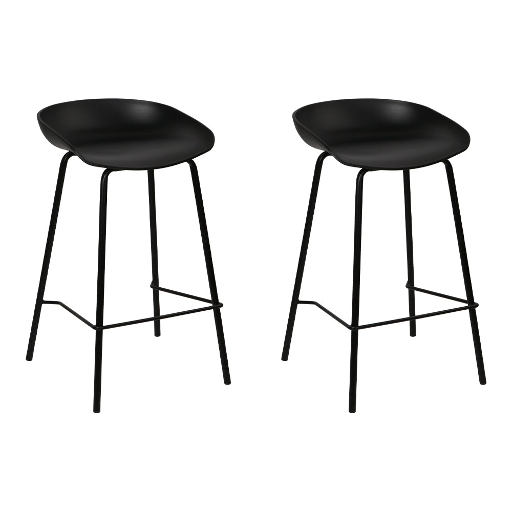 Set of 2 Metal Bar Stools - Black